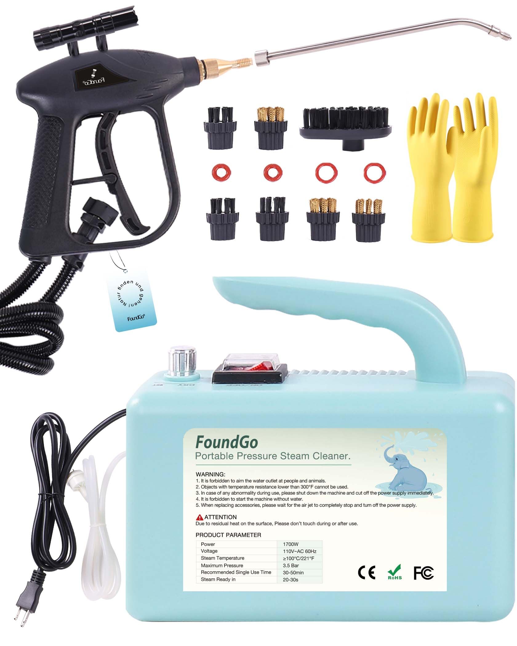 Amazon.com - FoundGo 1700W Tankless Handheld Steam Cleaner with 7